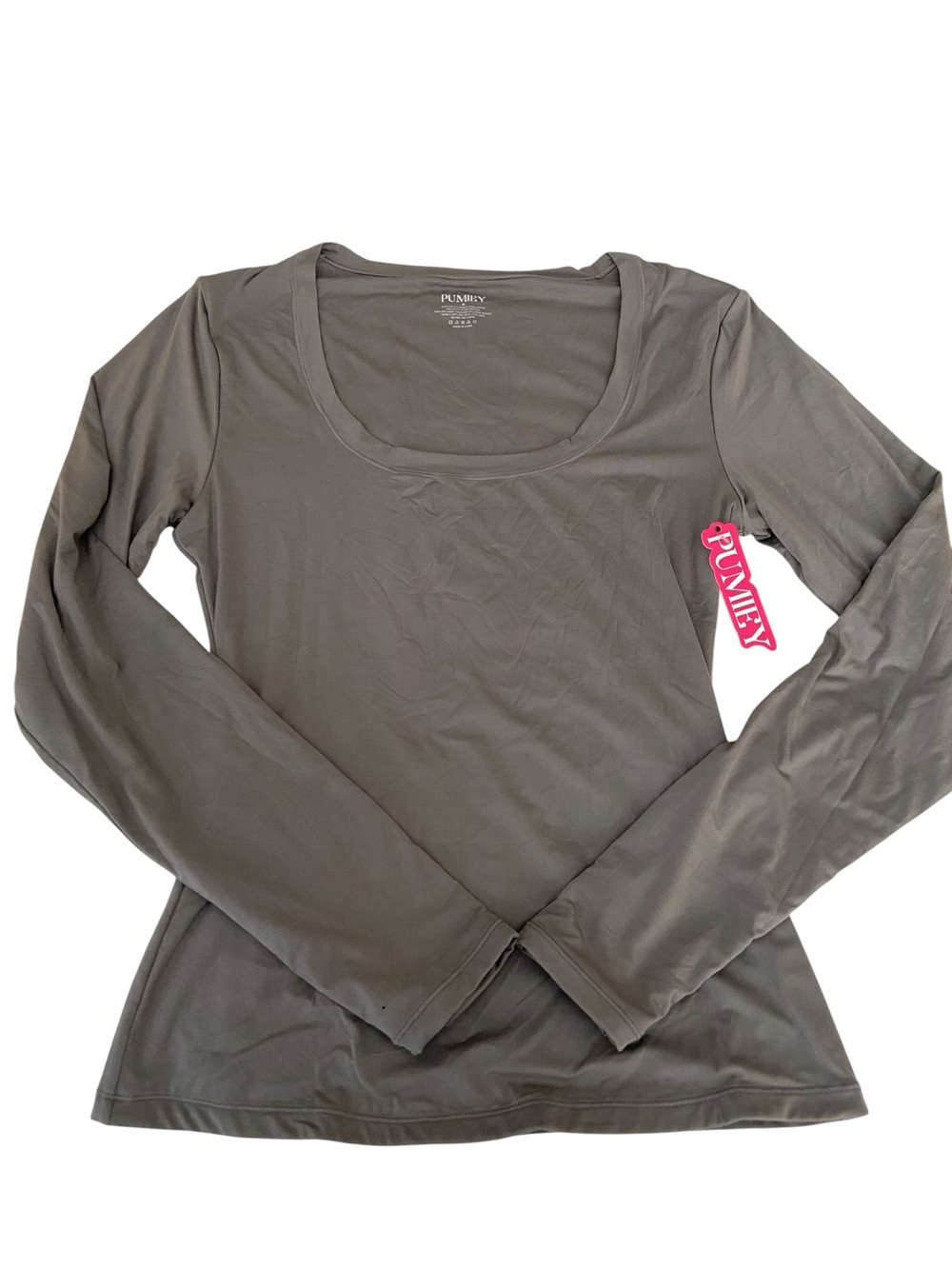 NWT PUMIEY GREY LONG SLEEVE FITTED TOP SIZE MEDIUM